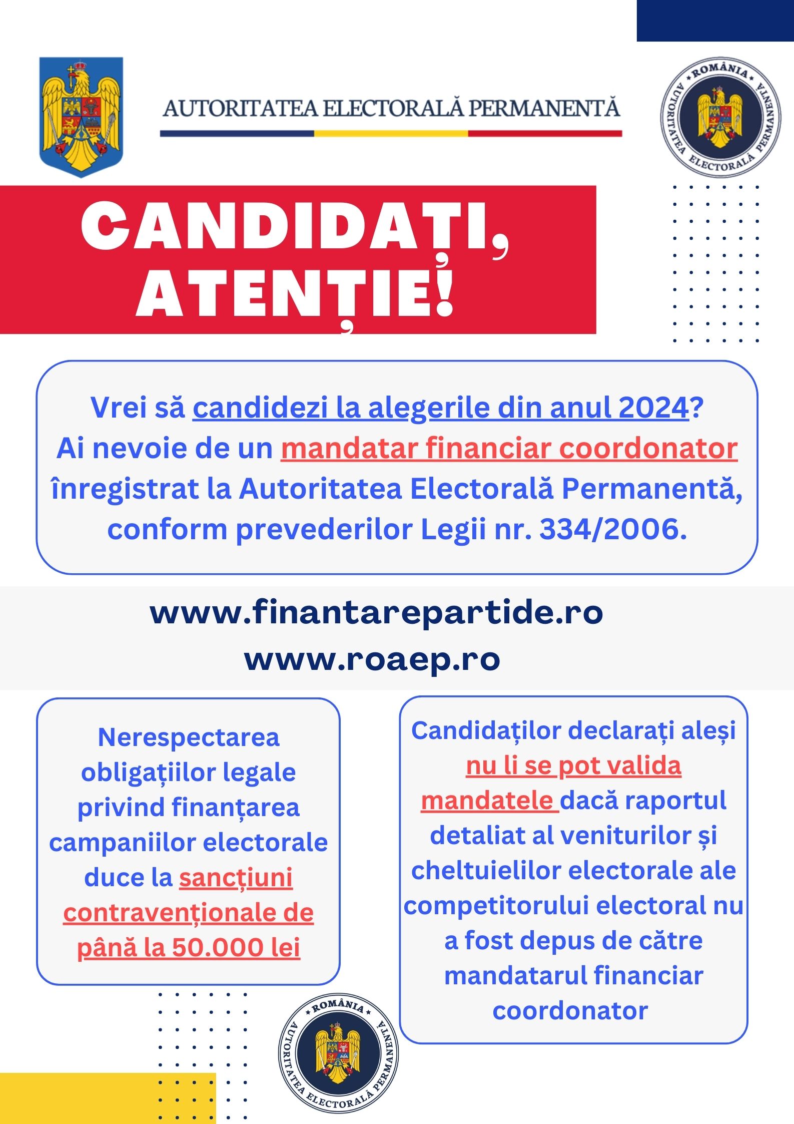 Afiș informare candidați